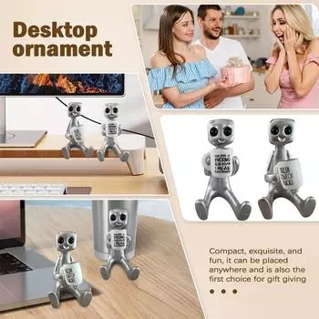 Фигурка робота, художественная игрушка из смолы, кавайный декор стола, интересное украшение, подходит для стола One Size