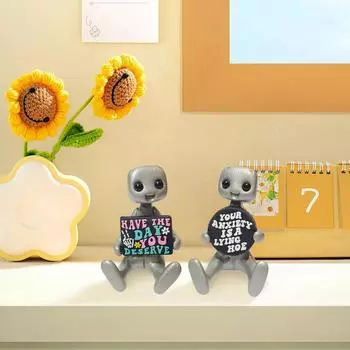 Фигурка робота, резиновая художественная игрушка, кавайный декор стола, интересное украшение для дома, милая маленькая фигурка робота, избавляющая от тревожности, подарки One Size