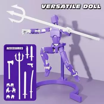 Фигурка робота с аксессуарами, магнитные подвижные соединения, 3D-печатная модель робота, игрушка, снятие стресса, шарнирная фигурка-манекен, украшение темно-фиолетового