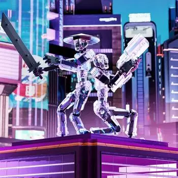 Фигурка робота с аксессуарами, подвижные суставы, 3D-печатная модель робота, игрушка-стресс синий