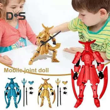 Фигурка робота с аксессуарами, подвижные суставы, 3D-печатная модель робота, игрушка для снятия стресса, шарнирная фигурка-манекен, украшение синий