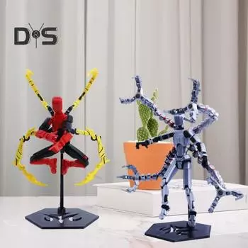 Фигурка робота с аксессуарами, подвижные суставы, 3D-печатная модель робота, игрушка, шарнирный манекен, украшение, орнамент B красный черный