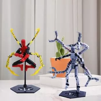 Фигурка робота с аксессуарами, подвижные суставы, 3D-печатная модель робота, игрушка, шарнирный манекен, украшение, орнамент B красный черный