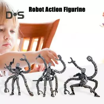 Фигурка робота с длинными щупальцами, подвижные суставы, 3D-печатная модель робота, игрушка для снятия стресса, шарнирная фигурка-манекен, украшение серый
