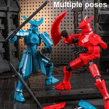 Фигурка робота с подвижными суставами и аксессуарами, 3D-печатная модель робота, игрушка для снятия стресса светло-синий