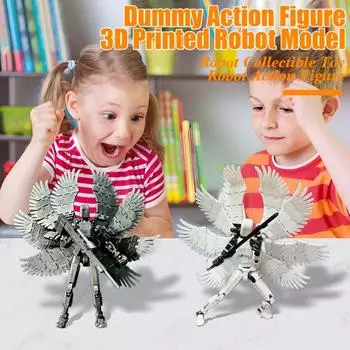 Фигурка робота с угловым крылом, аксессуары, подвижные суставы, 3D-печатная модель робота, игрушка, снятие стресса, шарнирная фигурка-манекен, украшение серебро белый