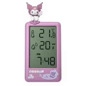 Фигурка Royche Sanrio, цифровой будильник с датчиком температуры и влажности SAN-THC-A-KU, Kuromi, 1 шт.