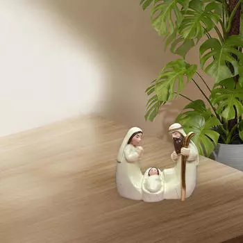 Фигурка Рождественский вертеп Сцена Святого Семейства, Религиозное настольное украшение для полки