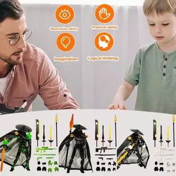 Фигурка рыцаря-странника с аксессуарами, подвижные суставы, напечатанная на 3D-принтере, мечник в китайском стиле черный белый