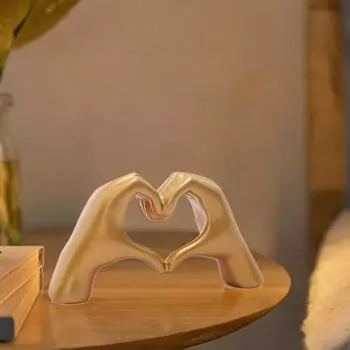 Фигурка с жестом сердца, модель руки из смолы для украшения стола и коллекционирования золотистый