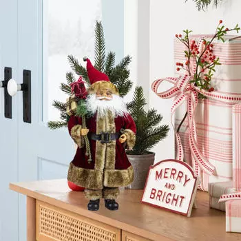 Фигурка Санта-Клауса для украшения интерьера, традиционная кукла, украшение для офиса, праздники Red Brown