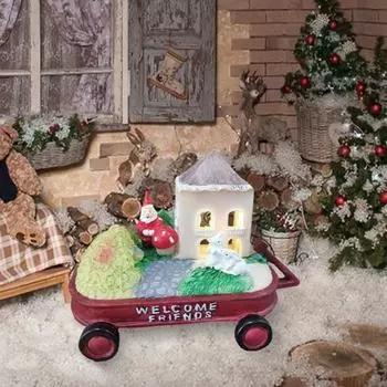Фигурка Санты Солнечный Свет Мультфильм Санта-Клаус Кролик Скульптура Декоративный Светящийся Дом