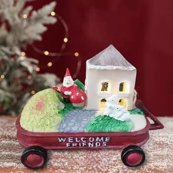 Фигурка Санты Солнечный Свет Мультфильм Санта-Клаус Кролик Скульптура Декоративный Светящийся Дом
