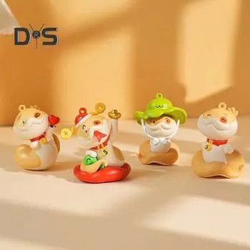 Фигурка щенка змеи, украшение для рабочего стола в стиле «Год змеи», мультяшная змея удачи, украшение для домашнего офиса, магазина, декор C