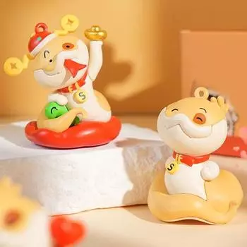 Фигурка щенка змеи, украшение для рабочего стола в стиле «Год змеи», мультяшная змея удачи, украшение для домашнего офиса, магазина, декор C