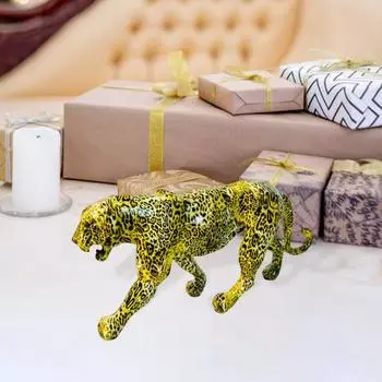 Фигурка шагающего леопарда, красочная статуэтка из смолы гепарда, скульптура дикого животного, украшение для домашнего офиса, книжной полки, рабочего стола леопардовый
