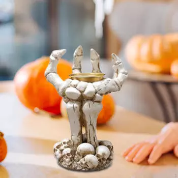 Фигурка скелета, рука, подарок на Хэллоуин, подсвечник для чайной свечи, креативная скульптура для праздничной жизни