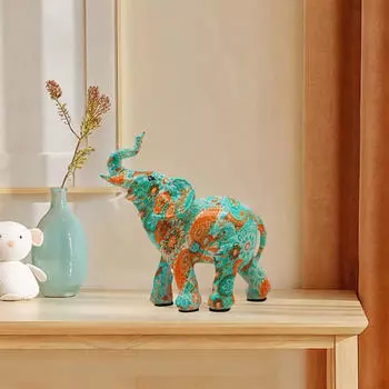 Фигурка слона, скульптура животного, художественные промыслы, настольный орнамент, декоративная статуя для центральной части зелёный