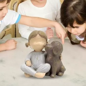 Фигурка собаки из смолы для девочек, детская статуя щенка, скульптура, украшение для дома и офиса, рабочего стола, рождественский подарок для любителей собак, памятный подарок