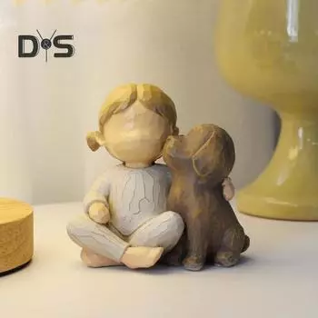 Фигурка собаки из смолы для девочек, детская статуя щенка, скульптура, украшение для дома и офиса, рабочего стола, рождественский подарок для любителей собак, памятный подарок girl