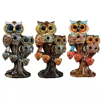 Фигурка совы, креативная коллекция животных, настольное украшение, скульптуры совы из смолы для полки, спальни, офиса, стола, декор оранжевый