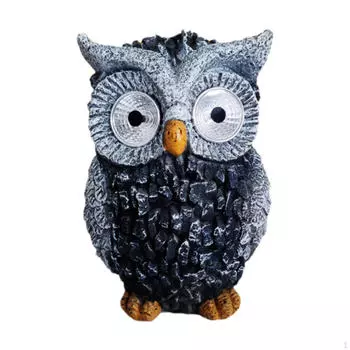 Фигурка совы, миниатюрный дисплей, ночник, солнечная лампа, художественные работы для офиса Fairy Garden серый