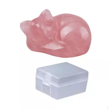 Фигурка Спящего Кота Подарки Полированная Резная Женщины Счастливый Котенок Статуэтка Декор розовый