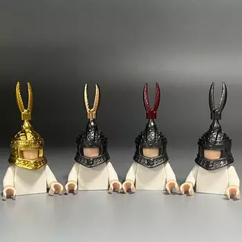 Фигурка средневековый шлем темно-серый печатный красный золотой напыление золотые детали наука и образование аксессуары сделай сам