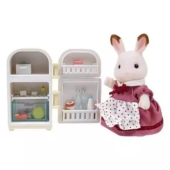 Фигурка Sylvanian Family 5014 «Шоколадный кролик Мама и холодильник» 2202, 1 комплект, популярные корейские игрушки