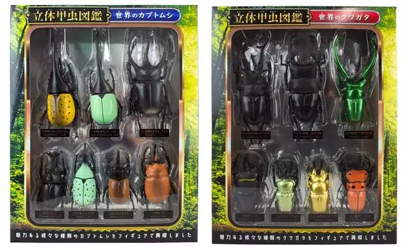 Фигурка The Access 3D Beetle Иллюстрированная книга Жуки мира Жуки-олени мира Набор из 2 предметов Насекомое Реальная фигурка Игрушка [Набор насекомых] &