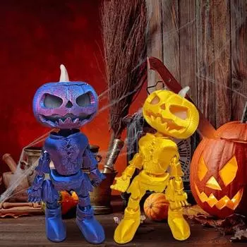 Фигурка тыквы на Хэллоуин, светящаяся в темноте фигурка человека-тыквы с подвижными суставами, беспламенный светильник Джека О, украшения для домашнего декора и подарков на вечеринку