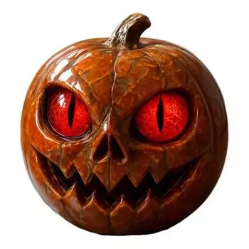 Фигурка тыквы с красными глазами ручной работы, смоляная статуэтка, жуткая атмосфера, украшение на Хэллоуин, декор тыквы в стиле хоррор оранжевый