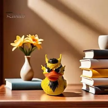 Фигурка утки-дракона, маленькая желтая утка, статуэтка с поводком, скульптура, модель животного, домашний офис, книжная полка, украшение для рабочего стола, орнамент жёлтый