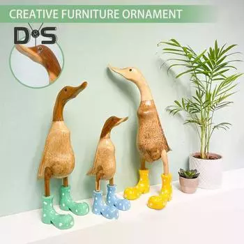 Фигурка утки из смолы с пятнистыми резиновыми сапогами, резиновые сапоги, фигурка животного, игрушечная модель, статуя, скульптура, настольное украшение для сада, орнамент, фестиваль, подарок S зелёный