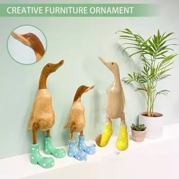 Фигурка утки из смолы с пятнистыми резиновыми сапогами, резиновые сапоги, фигурка животного, игрушечная модель, статуя, скульптура, настольное украшение для сада, орнамент, фестиваль, подарок S синий