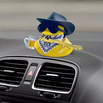 Фигурка утки-ковбоя, украшение на приборную панель автомобиля в виде утки с ожерельем в виде ковбойской шляпы, солнцезащитные очки, украшение на рабочий стол в виде утки для салона автомобиля, книжного шкафа, приставного столика зелёный