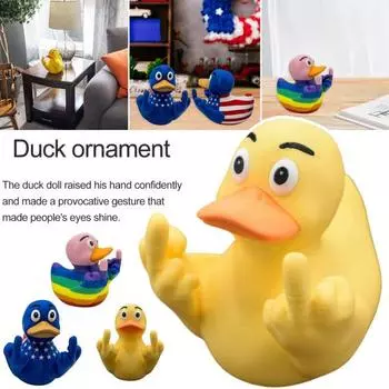 Фигурка утки среднего пальца, патриотическая Радуга, желтая маленькая утка, фигурка животного, модель, статуя, скульптура, украшение для рабочего стола, орнамент, фестиваль, подарок жёлтый