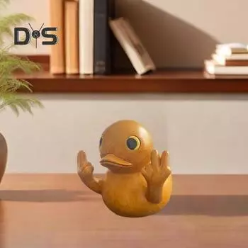 Фигурка утки в виде рук-ножниц, деревянная текстура, маленькая желтая утка, поводок, скульптура, модель животного, домашний офис, книжная полка, украшение для рабочего стола, орнамент коричневый