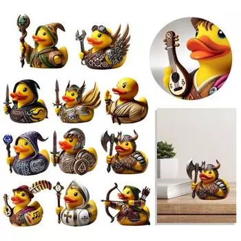 Фигурка утки-волшебника из смолы, ретро-рыцарь, настольное украшение, коллекционная ролевая утка в стиле вестерн-фэнтези для книжного шкафа, прикроватного столика B