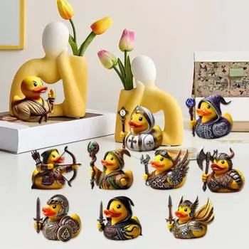 Фигурка утки-волшебника из смолы, ретро-рыцарь, настольное украшение, коллекционная ролевая утка в стиле вестерн-фэнтези для книжного шкафа, прикроватного столика C