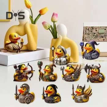 Фигурка утки-волшебника из смолы, ретро-рыцарь, настольное украшение, коллекционная ролевая утка в стиле вестерн-фэнтези для книжного шкафа, прикроватного столика C