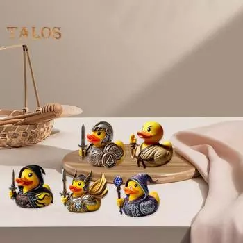 Фигурка утки-волшебника из смолы, ретро-рыцарь, настольное украшение, коллекционная ролевая утка в стиле вестерн-фэнтези для книжного шкафа, прикроватного столика A