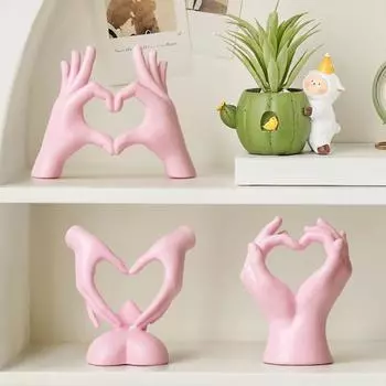 Фигурка Жеста Любви, скульптура Руки Любви из Смолы, Декор для стола, скульптура Жеста Сердца C серебряный