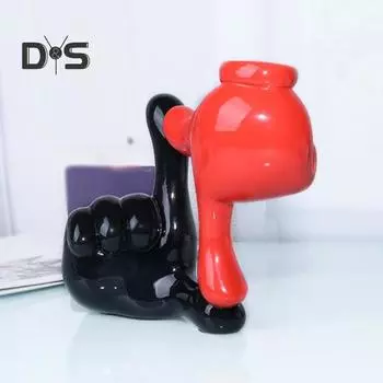 Фигурка жеста, современная двойная ладонь, палец, статуэтка из смолы, скульптура для домашнего офиса, гостиной, книжной полки, украшения рабочего стола, орнамент красный черный