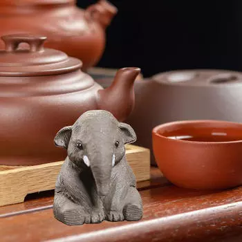 Фигурка животного, миниатюрная чайная скульптура домашнего животного, декоративное настольное украшение Elephant Figurine