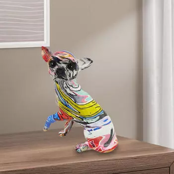 Фигурка животного Щенок чихуахуа Украшение Декор Сувениры Подарки Настольные Граффити Собака Скульптура Style A