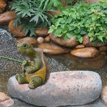 Фигурка животного, статуя черепахи-рыболова, садовые аксессуары своими руками, украшение для цветочного горшка