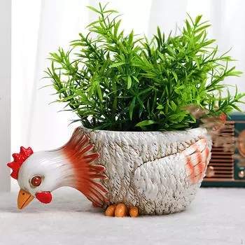 Фигурка животного в цветочном горшке, мини-горшок, для украшения стола Chicken