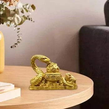 Фигурка змеи из смолы, украшение в виде змеи удачи, настольная китайская скульптура змеи фэн-шуй для украшения каминной полки на Новый год золотистый
