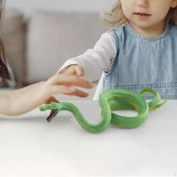 Фигурка змеи, модель животного джунглей, обучающие инструменты, реалистичная статуя, игрушки для ванной, украшения зелёный